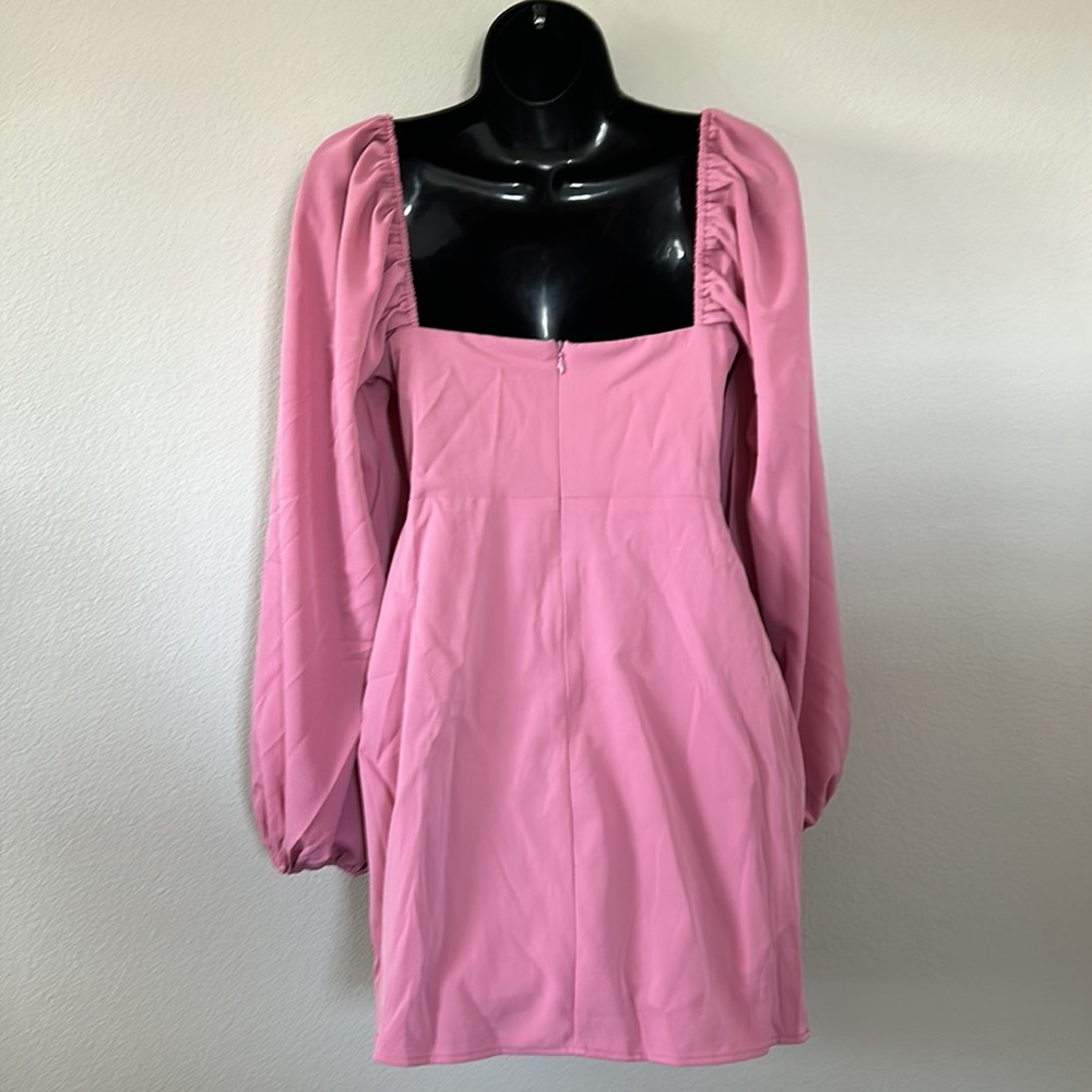 Princess Polly Lillie Mauve Pink Long Sleeve Corset Waist Cowl Neck Mini Dress - Picture 8 of 11